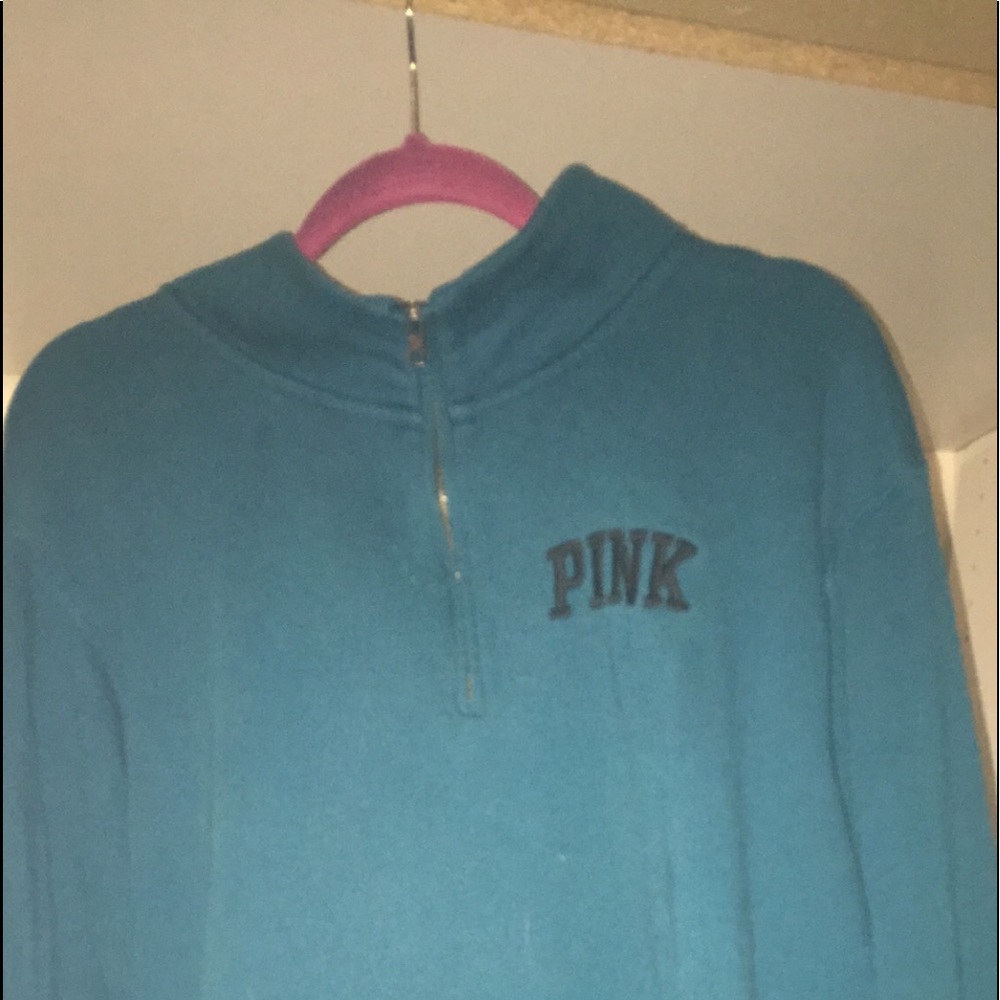 Teal Victoria Secret half zip pull over Sweatshirt